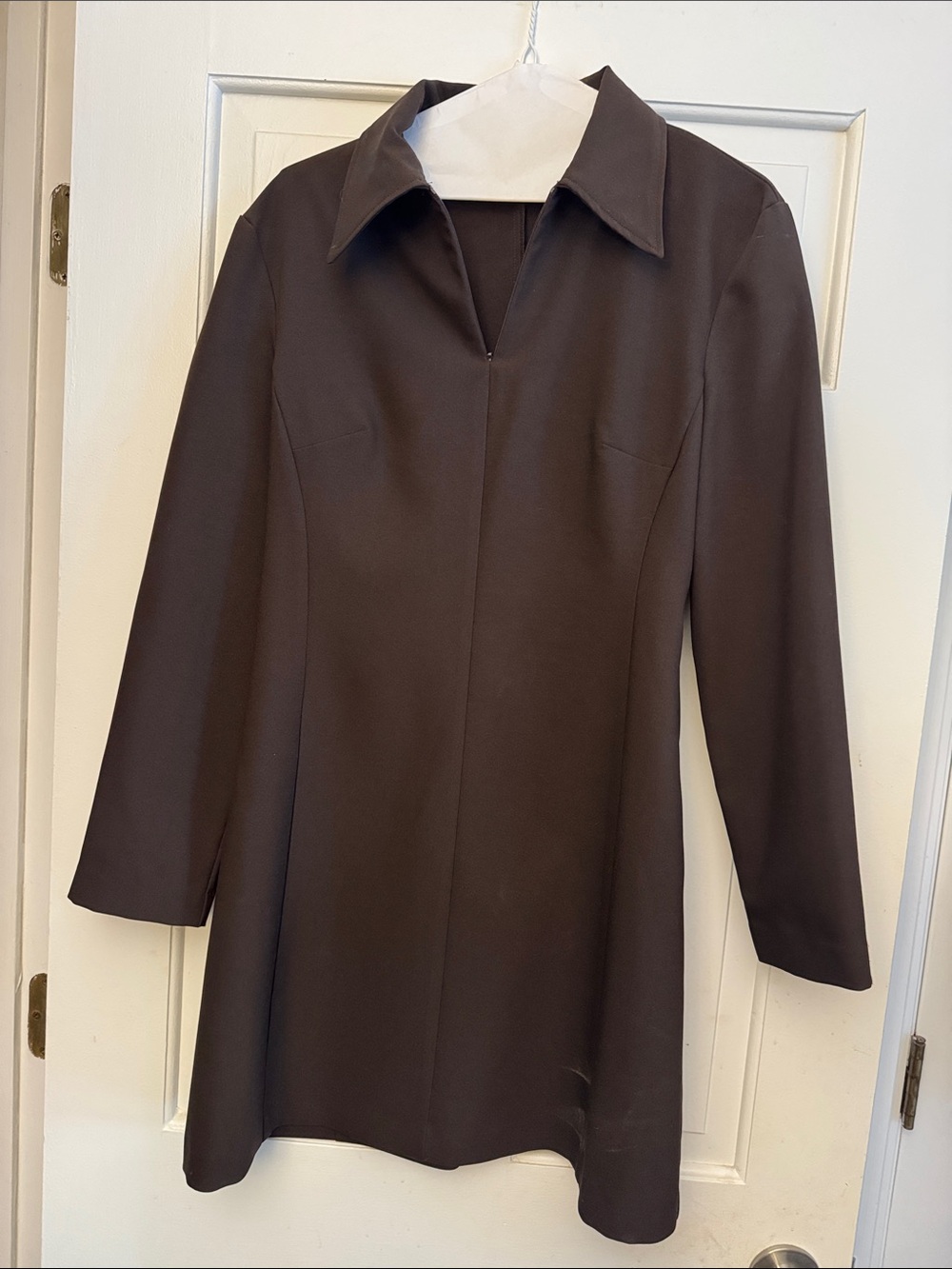 Sisley Dark Brown Long-Sleeve A-Line Dress